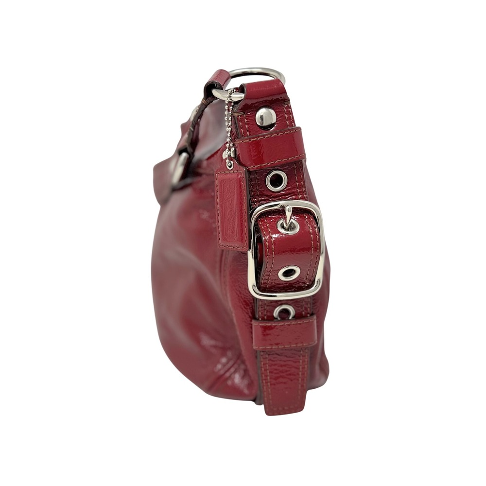 Coach Zoe Red Patent Leather Hobo Shoulder Bag F12735 Y2K Silver Hardware - Picture 7 of 12